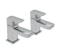 Home Range Clever Manta Bath Tap Pair Chrome - Modern Square Design, Durable Brass Construction, Reliable 1/2" Fittings