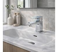 Home Range Clever Manta Mini Mono Basin Mixer Tap Chrome - Compact Single Lever Bathroom Tap, Solid Brass Construction