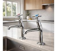 Home Range Clever Performa 2158 Cross Top Sink Tap Cold - Chrome-Plated Brass Kitchen Tap - Durable Compression Valve Fitting