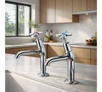 Home Range Clever Performa 2158 Cross Top Sink Tap Hot - Traditional Chrome Finish Tap For Kitchen Or Utility Sink Installation