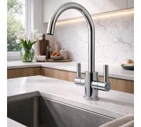 Home Range Clever Pica Two Handle Kitchen Mixer Tap Chrome - Dual Lever Swivel Spout - Durable Solid Brass Modern Design