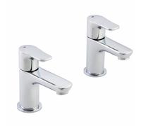 Home Range Elion Basin Tap Pair Chrome - Lever Pillar Taps For Bathroom Basins, Solid Brass, Smooth Turn Action