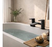 Home Range Elion Bath Filler - Matt Black Finish, Solid Brass Construction, Dual Lever Mixer Tap, Modern Design