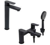 Home Range Elion Matt Black Tap Pack, Everything You Need For Basin And Bath In One Box