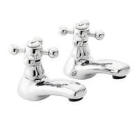 Home Range Emperor Chrome Basin Tap Pair, Traditional Pillar Design With Solid Brass Build