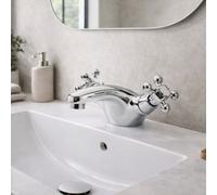 Home Range Emperor Mono Basin Mixer Tap Chrome - Traditional Crosshead Handles, Solid Brass Construction, Timeless Design