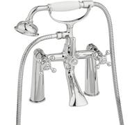 Home Range Emperor Statement Bath & Shower Mixer Chrome - Heritage Crosshead Design, Premium Handset Kit