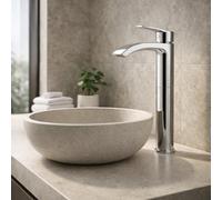 Home Range Espada Tall Mono Basin Mixer - Chrome Finish, Solid Brass, Single Lever Tap For Countertop Basins