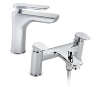 Home Range Firth Basin Tap & Bath Shower Mixer Set Chrome Lever Taps With Diverter Brass Bathroom Bundle Uk