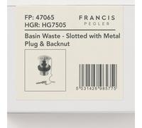 Home Range Francis Pegler Basin Waste Slotted Chrome Plated With Metal Plug & Backnut For Basin Overflow Connection