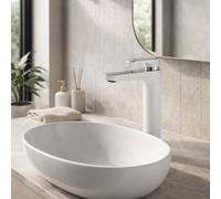 Home Range Gervasi Tall Mono Basin Mixer Tap White & Chrome - Modern High-Rise Basin Mixer With Single Lever Control