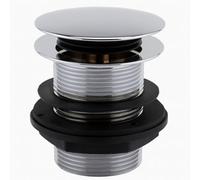 Home Range Large Unslotted Basin Click Waste - Chrome Push Button Plug For Basins Without Overflow