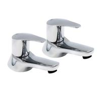 Home Range Lujo Bath Tap Pair Chrome - Modern Lever Handle Hot And Cold Bath Taps, Solid Brass Construction With Chrome Finish