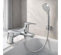 Home Range Lujo Chrome Bath Shower Mixer Tap, Complete Kit With Hose, Handset And Holder