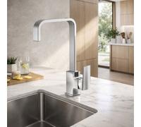 Home Range Manta Chrome Kitchen Mixer Tap, Single Lever Swivel Spout For Uk Kitchen Sinks
