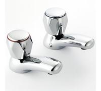 Home Range Mercia Chrome Basin Pillar Taps, Modern Pair For Classic Two-Hole Basins