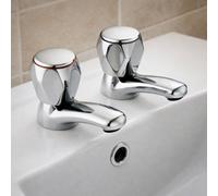Home Range Mercia Chrome Hot & Cold Basin Tap Pair, Matching Pair For Your Bathroom Sink
