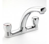 Home Range Mercia Modern Deck Mounted Kitchen Mixer Tap - Chrome - Twin Lever Sink Mixer - Swivel Spout