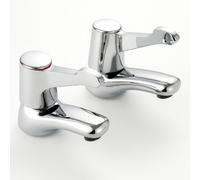 Home Range Mercia Qt Basin Tap Pair Chrome - Durable Brass Construction - Lever Handles - Modern Bathroom Taps - Easy Fit Design