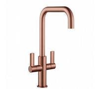 Home Range Orsay Horizontal Spout Two Handle Kitchen Mixer Tap Copper Finish Solid Brass Construction Dual Lever Modern Design