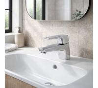 Home Range S12 Square Slim Mono Basin Mixer Tap Chrome - Modern Single Lever Bathroom Tap With Brass Body & Ceramic Cartridge