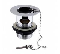Home Range Sink Waste Slotted Chrome Plated With Plug & Chain For Basins With Overflow - Durable Metal Construction