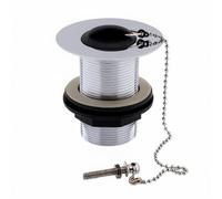 Home Range Sink Waste Unslotted Chrome Plated With Plug & Chain For Basins Without Overflow - Durable Metal Construction
