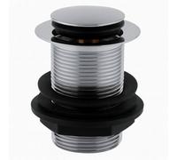 Home Range Small Unslotted Basin Click Waste - Chrome Push Button Plug For Basins Without Overflow