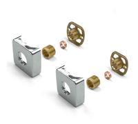 Home Range Square Shower Fixing Kit Plates (Pair) - Chrome Brass Wall Mounted With 3/4 Connections Easy Fix Brackets For Thermostatic Shower