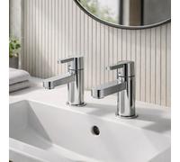 Home Range Strata Bath Tap Pair Chrome - Modern Bathroom Tap Set, Solid Brass Construction, Smooth Lever Control, Easy Install