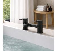 Home Range Strata Black Bath Filler Tap - Modern Matt Finish - Dual Lever - Solid Brass - Easy Fit For Standard Baths