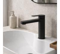 Home Range Strata Black Mono Basin Tap, Sleek Modern Single Lever For Any Standard Uk Basin