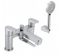 Home Range Strata Blade Bath & Shower Mixer Tap Chrome - Deck Mounted Bath Filler With Handheld Shower, Diverter & Brass Body