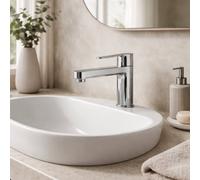 Home Range Strata Chrome Mono Basin Mixer Tap, Modern Single Lever Design With Solid Brass Body