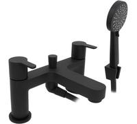 Home Range Strata Statement Bath & Shower Mixer Matt Black - Dual Lever, Premium Handset Kit