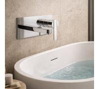 Home Range Strata Wall Mounted Bath Filler - Chrome Finish, Solid Brass, Single Lever Mixer Tap, Modern Design