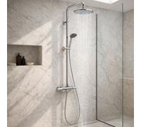 Home Range Suregraft Round Bar Extendable Thermostatic Full Shower System Chrome - Overhead Rainfall & Handset Kit