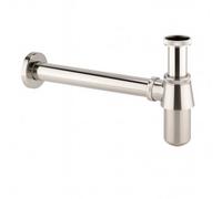 Home Range Traditional Bottle Trap - Brushed Nickel Finish - Basin Waste Trap - Solid Brass - Adjustable Outlet