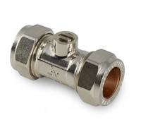 Home Range Westco 15mm C X C Quarter Turn Chrome Isolating Valve - Compression Inline Shut Off Valve For Water Pipes & Plumbing Systems