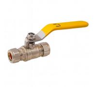 Home Range Westco 15mm Compression X Compression Lever Ball Valve - Yellow Handle (Gas Approved)