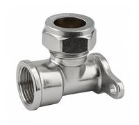 Home Range Westco 15mm X 1/2" Brass Compression Wall Plate Elbow Bright Chrome Finish