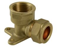 Home Range Westco 15mm X 1/2" Brass Light Garden Tap Wall Plate Elbow Pipe Fitting