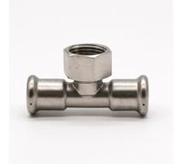 Home Range Westco 15mm X 15mm X 1/2" Stainless Steel Press Fit Tee - C X C X Female Thread Water Pipe Connector