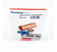 Home Range Westco 15mm X 15mm X 3/4" Chrome Plated Copper Tee With Washing Machine Tap Valve For Mains Water Supply Connection