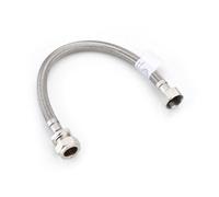 Home Range Westco 15mm X 3/8" X 30Cm Flexible Tap Connector - Braided Stainless Steel Flexi Hose With Brass Fittings For Taps