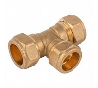 Home Range Westco 22 X 15 X 22mm Brass Compression Reducing Tee - C X C X C Fitting For Hot And Cold Water Pipe Systems