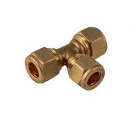 Home Range Westco 22mm Compression Equal Tee Brass Fitting - C X C X C Plumbing Connector For Copper Pipe, Durable Leak-Free Joint