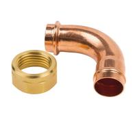 Home Range Westco 22mm X 1" Bent Cylinder Union - Brass Nut With Copper Elbow For Hot Water Cylinder Connections