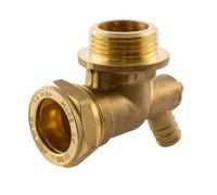 Home Range Westco 28mm X 1" Male Iron Elbow With Drain Point - Brass Compression To Mi Fitting For Pipework