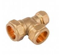 Home Range Westco 28mm X 28mm X 15mm Compression Reducing Tee Brass - Reliable Plumbing Fitting For Copper Pipe Connections
